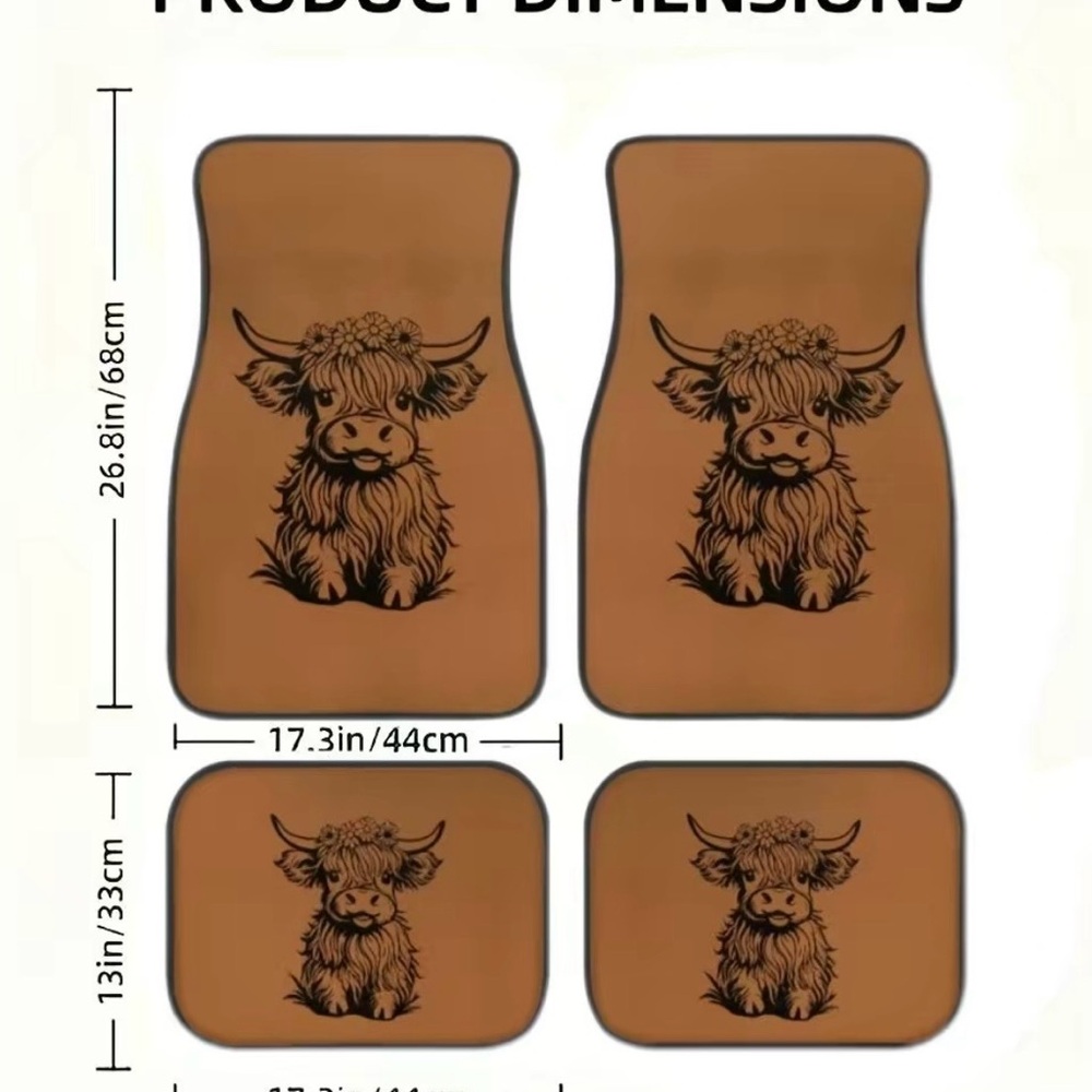 Highland Cow Car Mats - Picture 4 of 4